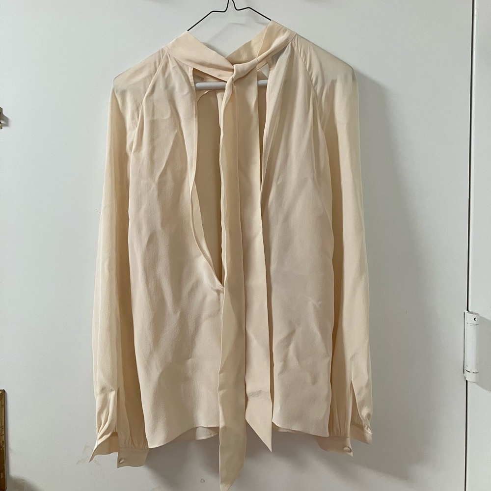 Temperley London Cream Tie-Neck Blouse